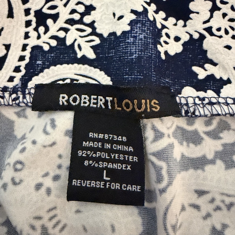 Robert Louis Woman's Skirt Size L Navy Blue Flowy Career Office Classy Versatile - Picture 8 of 14
